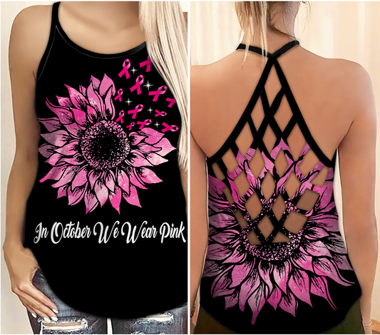 We Wear Pink - Breast Cancer Awareness Cross Tank Top 0722