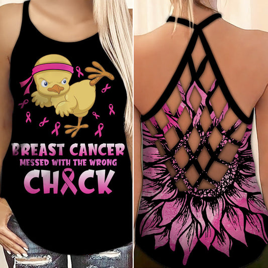 Breast Cancer Messed - Breast Cancer Awareness Cross Tank Top 0722
