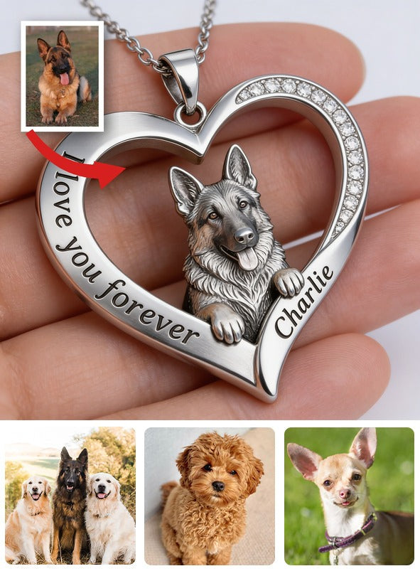 Custom From Any Photo - Personalized German Shepherd Shaped Metal Pendant Necklace