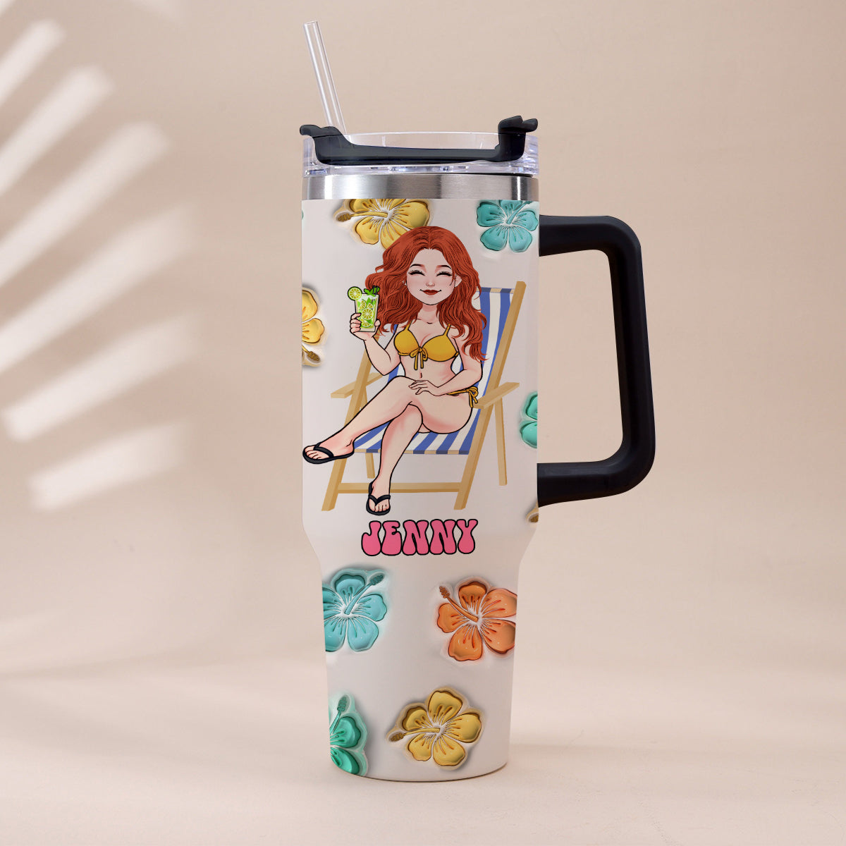 Summer Vibes - Personalized Sea Lover Tumbler With Handle
