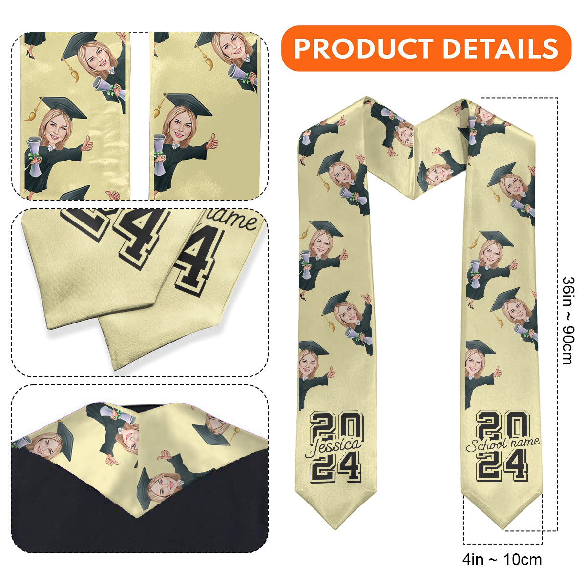 Caricature Funny Character - Personalized Graduation Graduation Stole