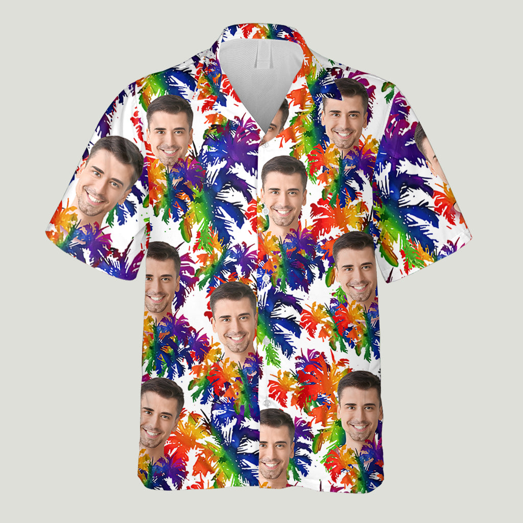 Colorful Palm Leaves Pride - Personalized LGBT Support Hawaiian Shirt