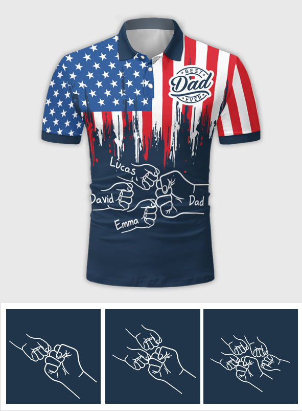 Best Dad Ever Fist - Personalized Father Polo Shirt