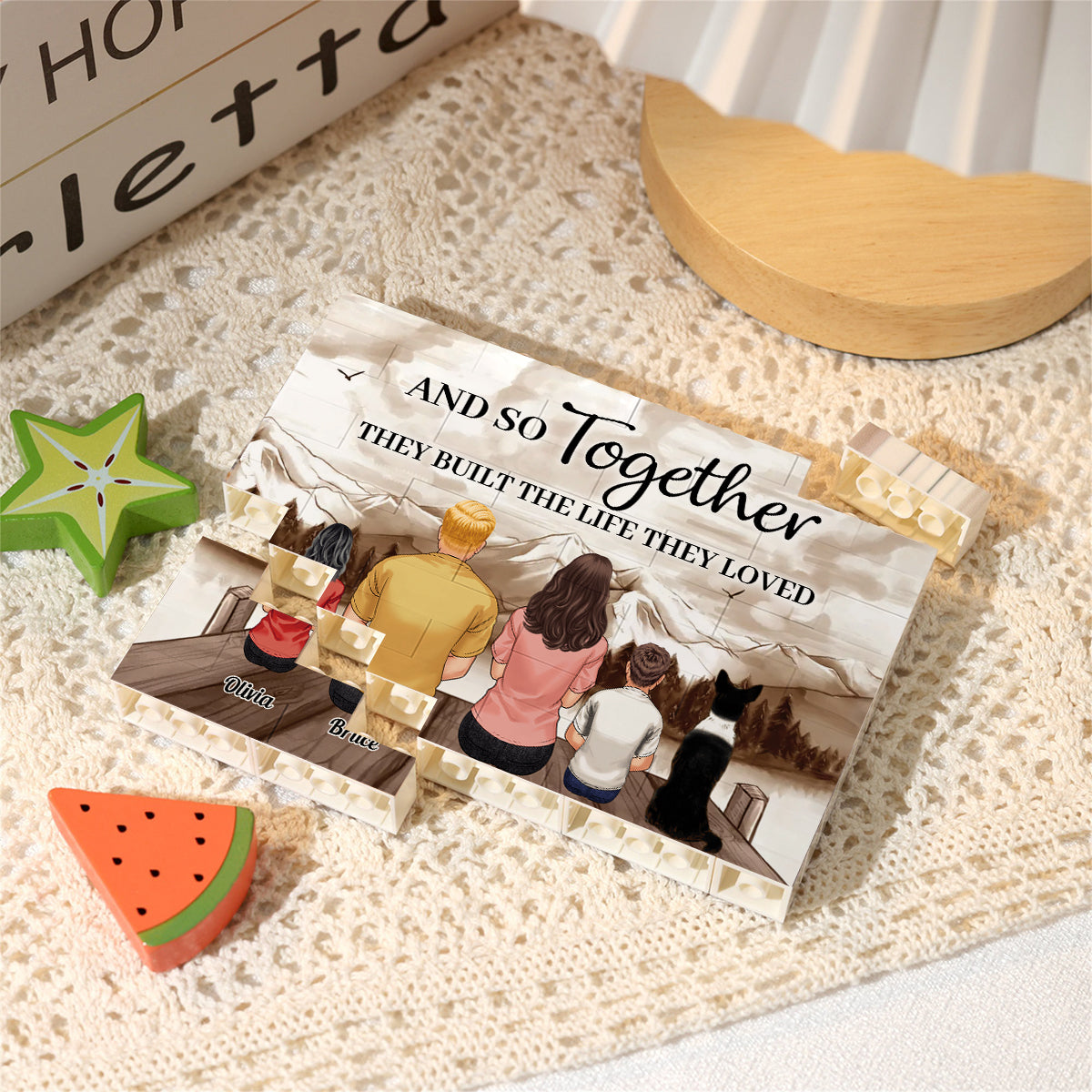 And So Together They Built The Life They Loved - Personalized Family One-sided Horizontal Rectangle Building Brick Blocks