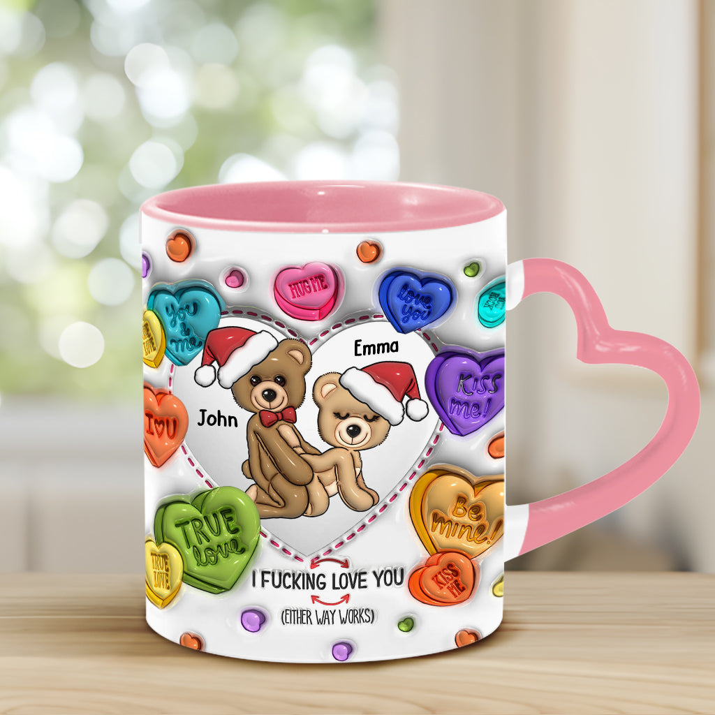 I Love You - Personalized Couple Heart Handle Mug