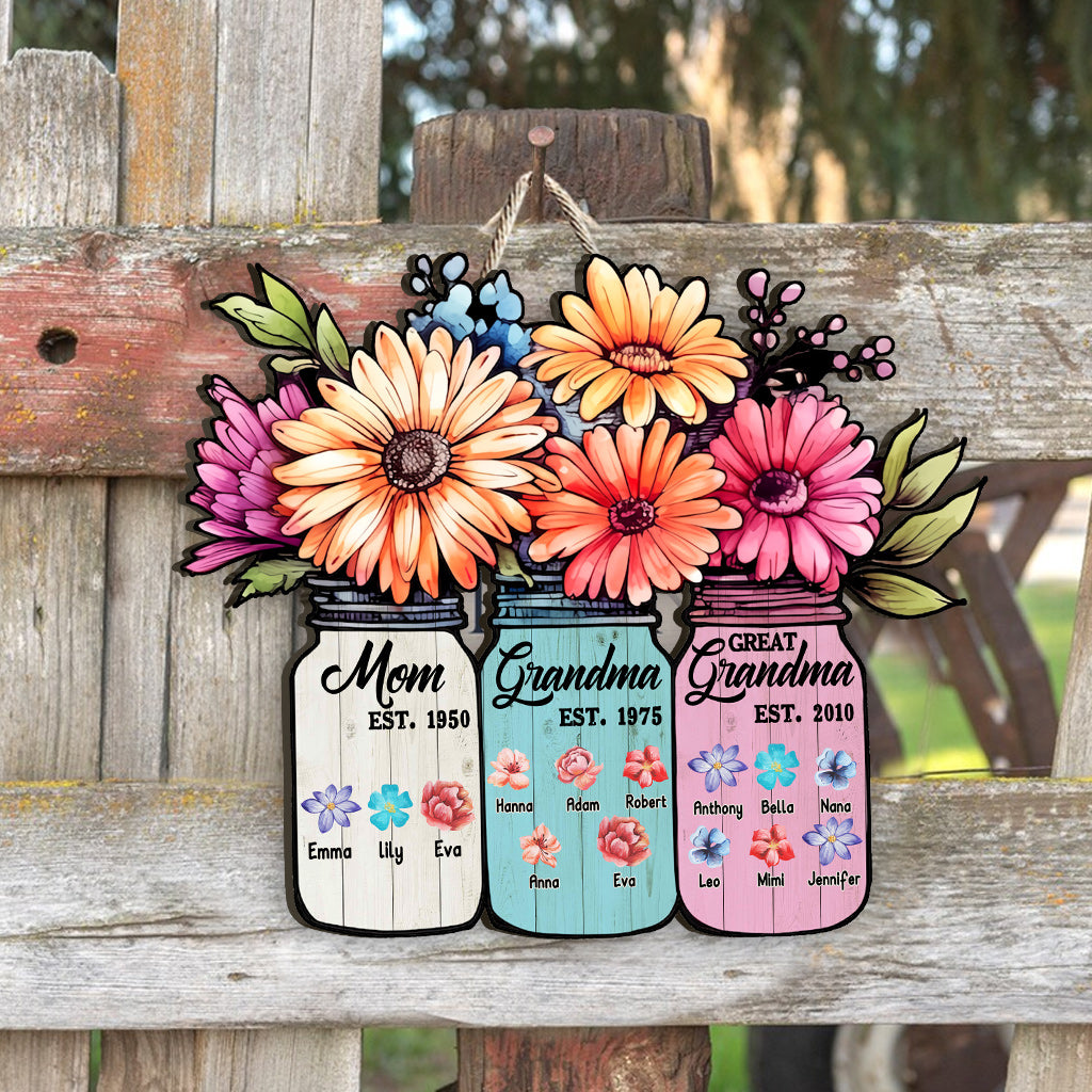 Mom Grandma Great Grandma - Personalized Grandma Custom Shaped Wood Sign