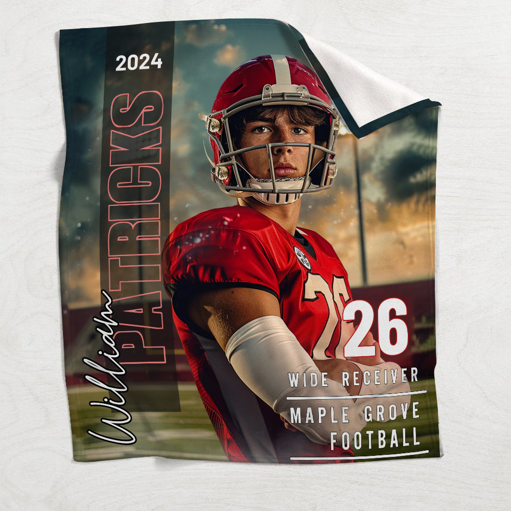 Any Photo, Name, School... - Personalized Football Blanket