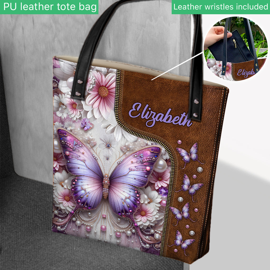 Floral Butterflies - Personalized Butterfly Tote Bag