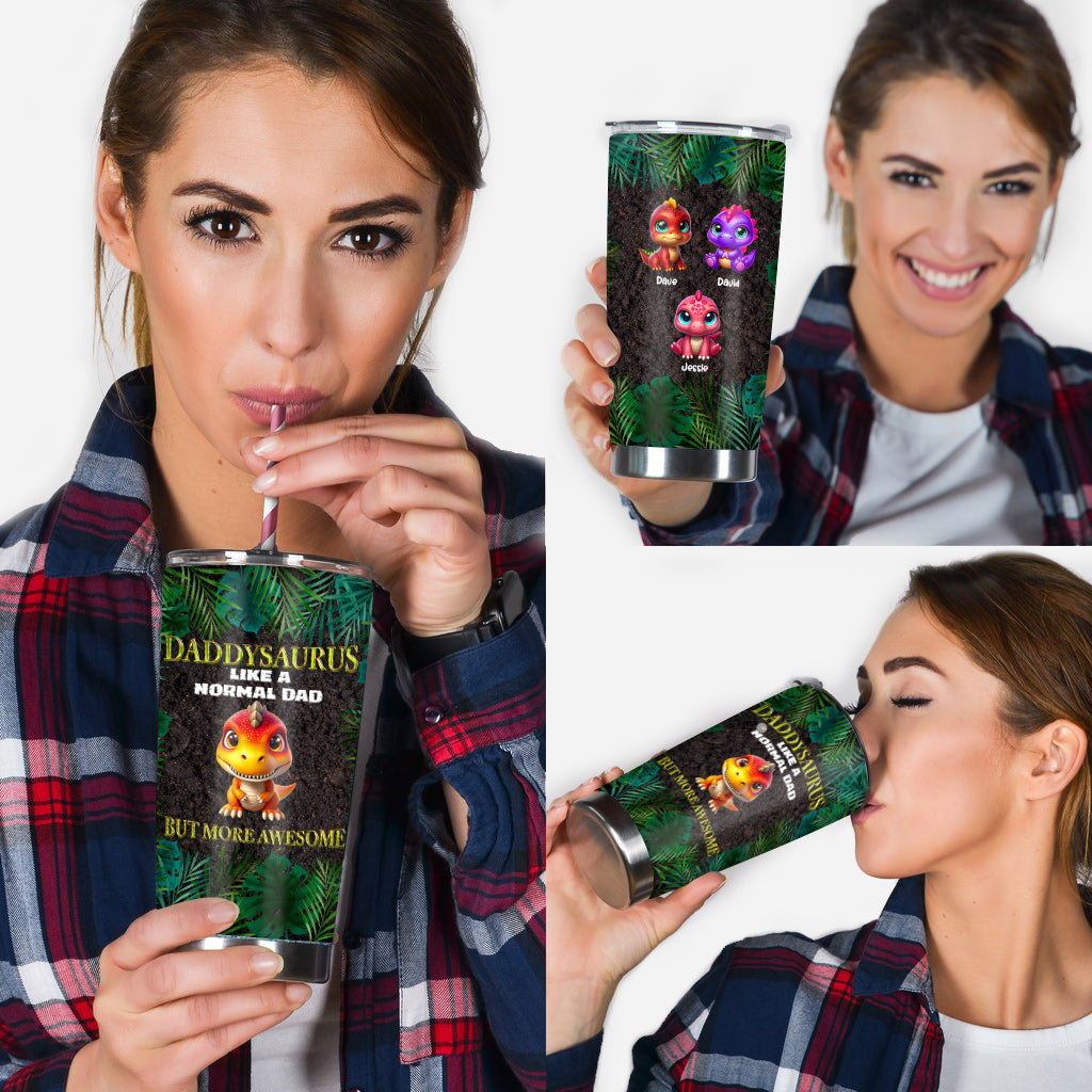 Daddysaurus Grandpasaurus 3D Dinosaurs - Personalized Father Tumbler