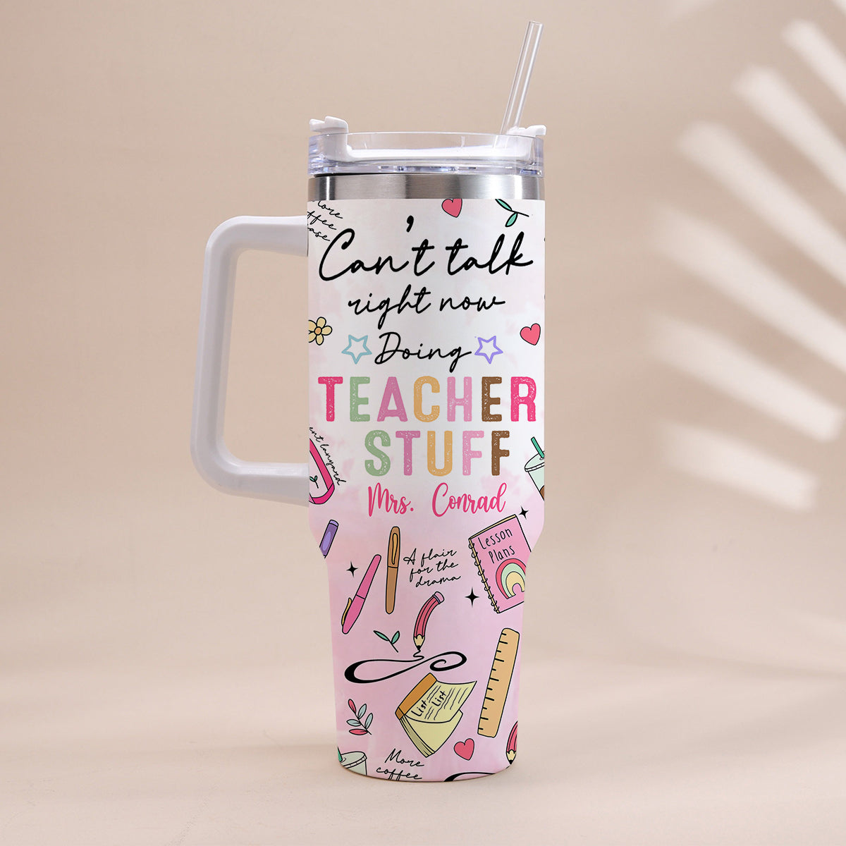 Teacher Stuff - Personalized Teacher Tumbler With Handle