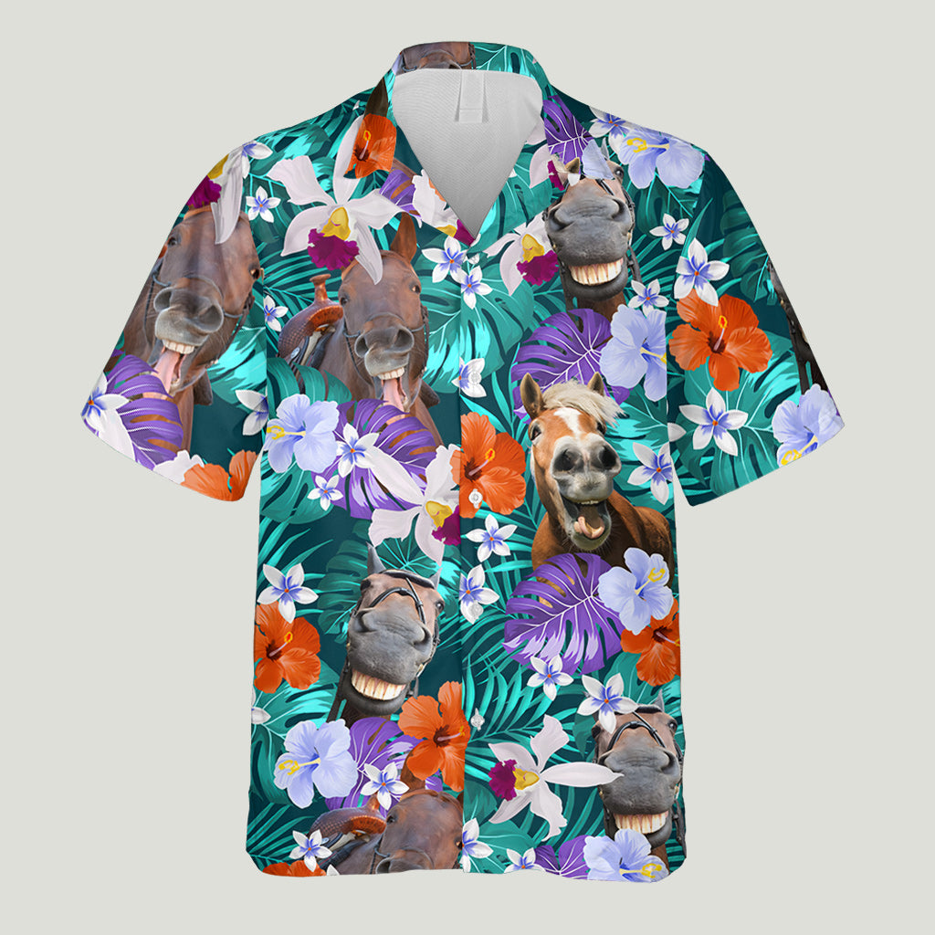 Laughing Horses Beach Summer - Personalized Horse Hawaiian Shirt
