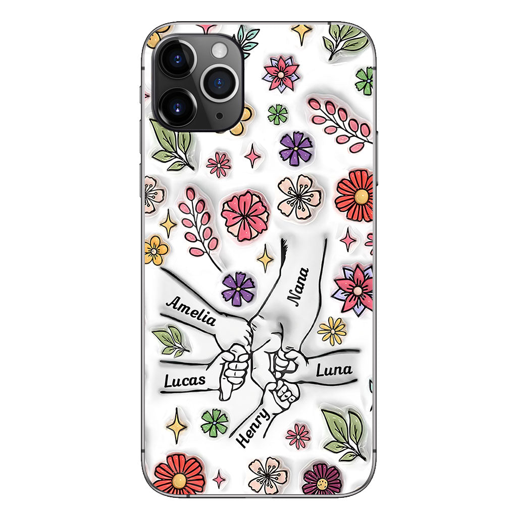 Spring Flower Holding Hands Nana Mom - Personalized Grandma Phone Case