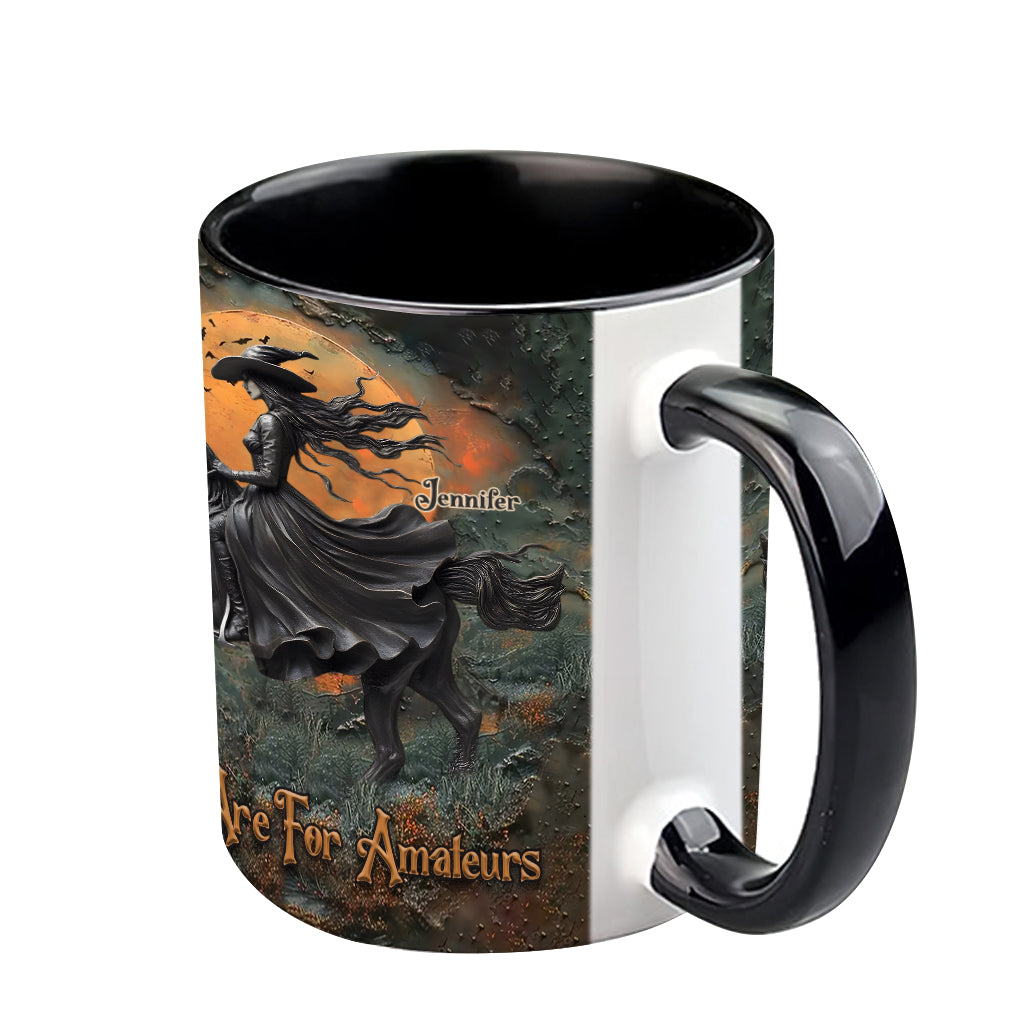 Brooms Are For Amateurs - Personalized Horse Accent Mug