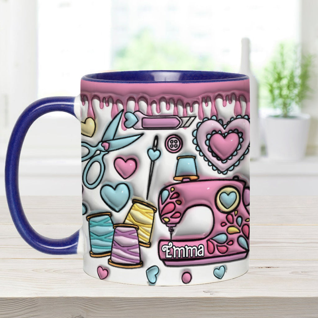 Sewing Lovers Pink - Personalized Sewing Accent Mug