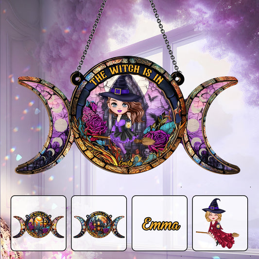 The Witch Is In - Personalized Witch 2 Layered Window Hanging Suncatcher
