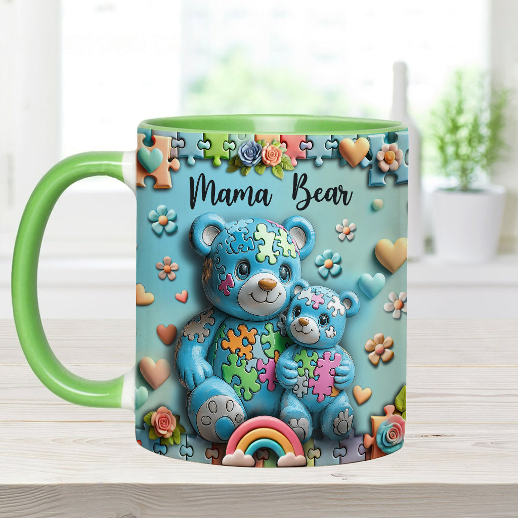 Mama Bear - Personalized Autism Awareness Accent Mug