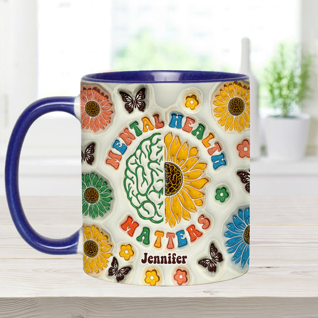Mental Health Matters - Personalized Mental Health Awareness Accent Mug