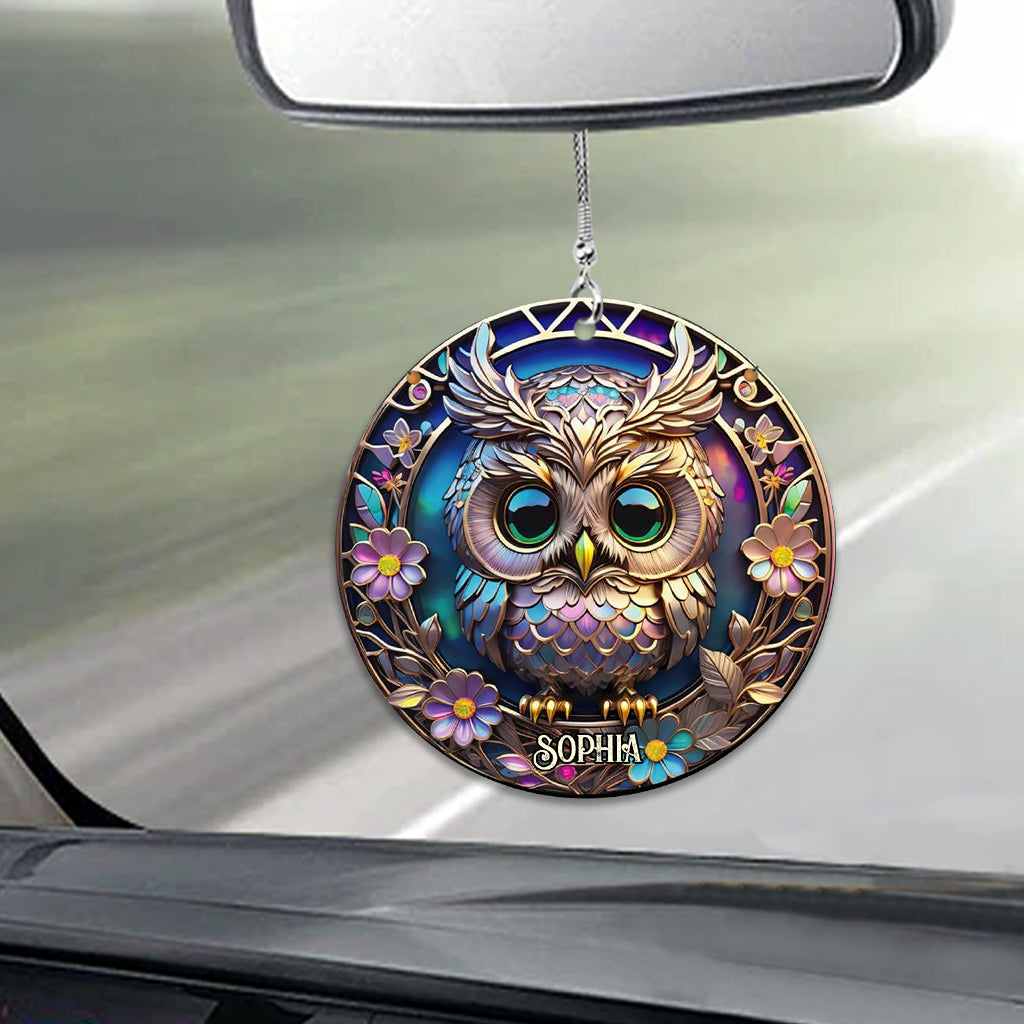 Colorful Owl - Personalized Owl Car Ornament