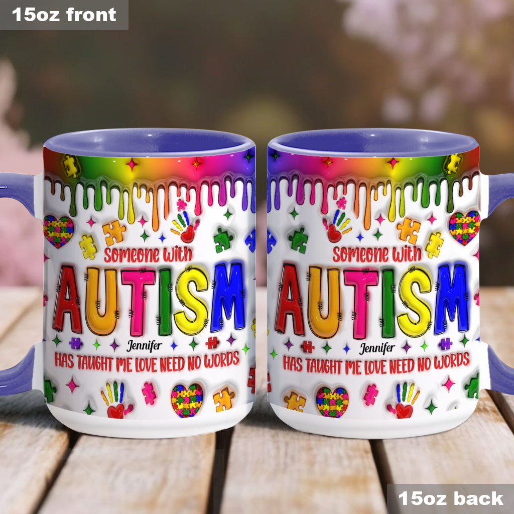 Love Need No Words - Personalized Autism Awareness Accent Mug