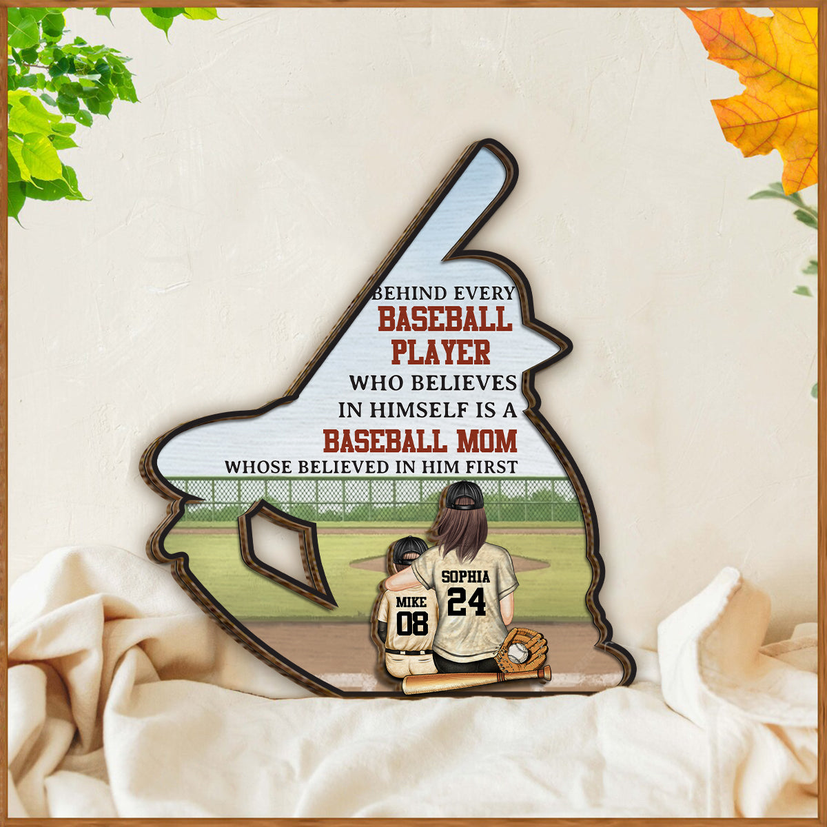 Baseball Mom/ Dad - Personalized Baseball 2 Layered Wood Sign / Wood Plaque