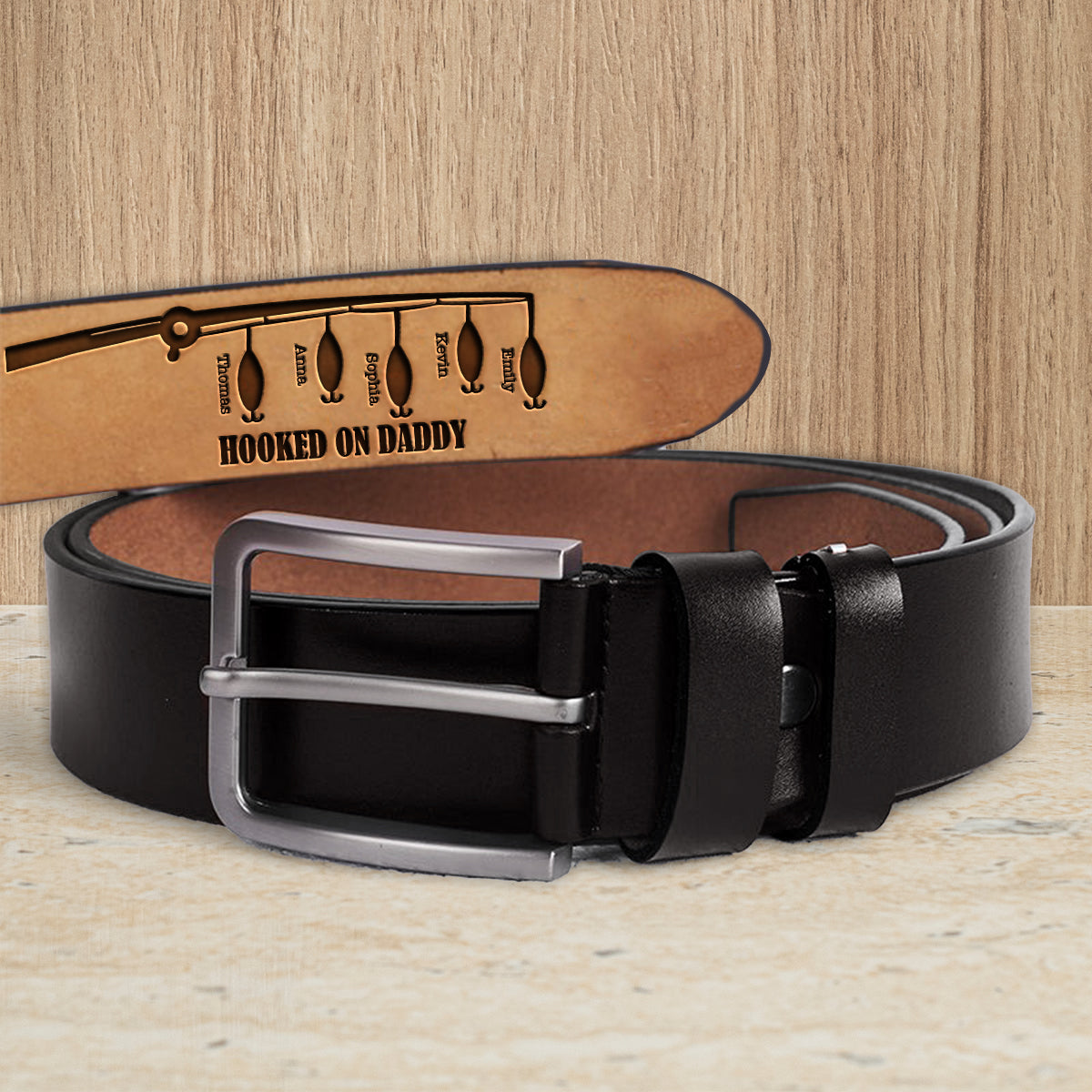 Hooked On Dad - Personalized Father Leather Belt