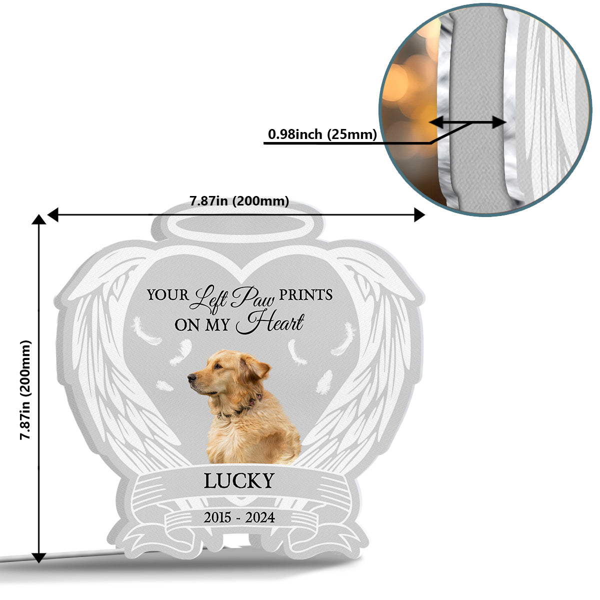 You Left Paw Prints On My Heart - Personalized Dog Photo Light Box