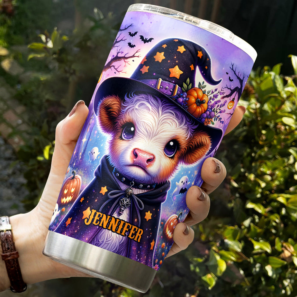 Baby Highland Cow Witch Halloween - Personalized Tumbler