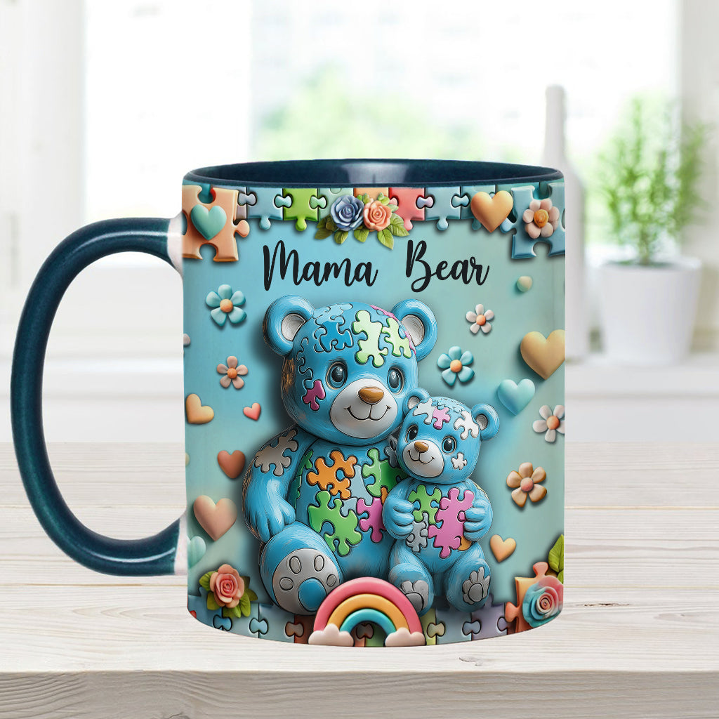 Mama Bear - Personalized Autism Awareness Accent Mug