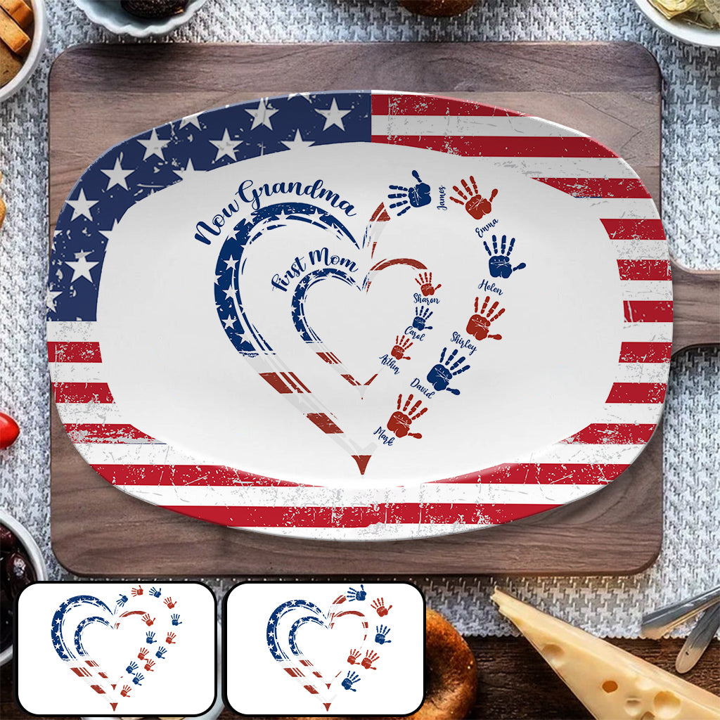 First Mom Now Grandma - Personalized Grandma Plate