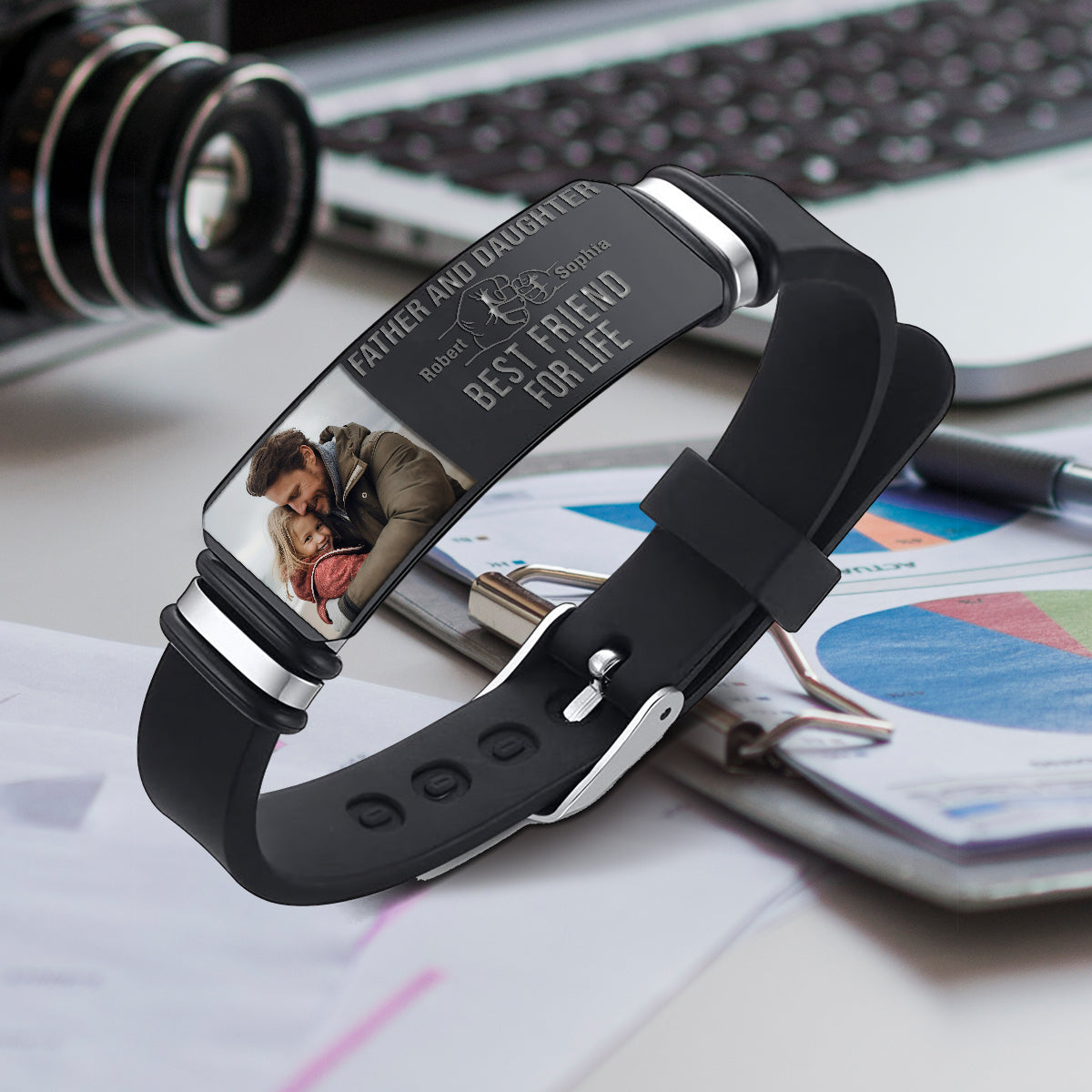 Father & Daughter Son Best Friend For Life - Personalized Father Engraved Bracelet