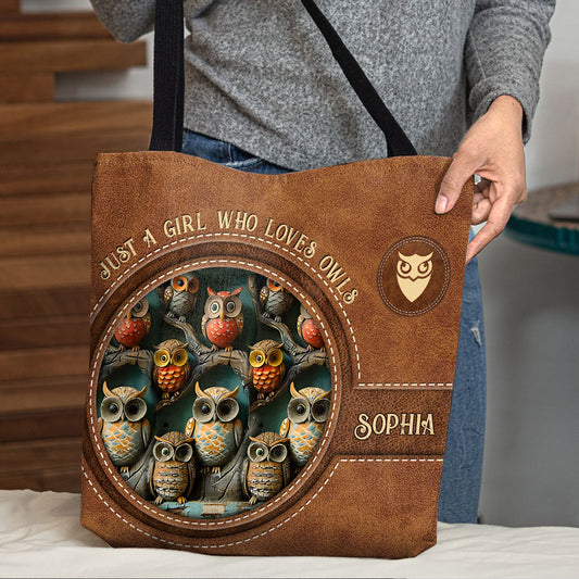 Just A Girl Who Loves Owls - Personalized Owl Tote Bag