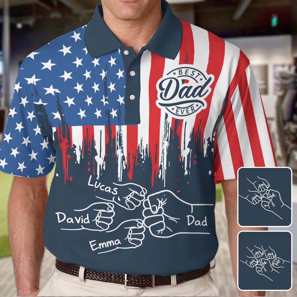 Best Dad Ever Fist - Personalized Father Polo Shirt