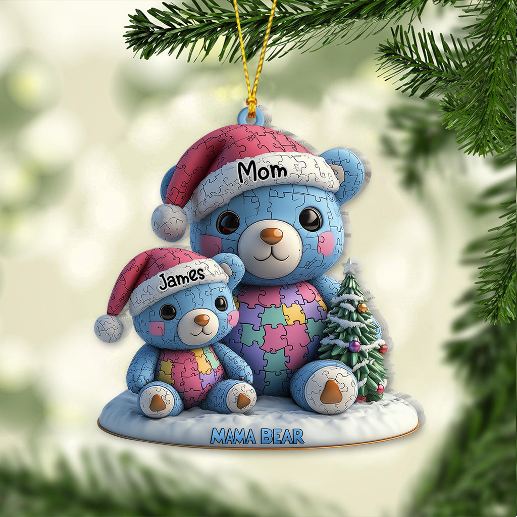Mama Bear Christmas - Personalized Autism Awareness Ornament