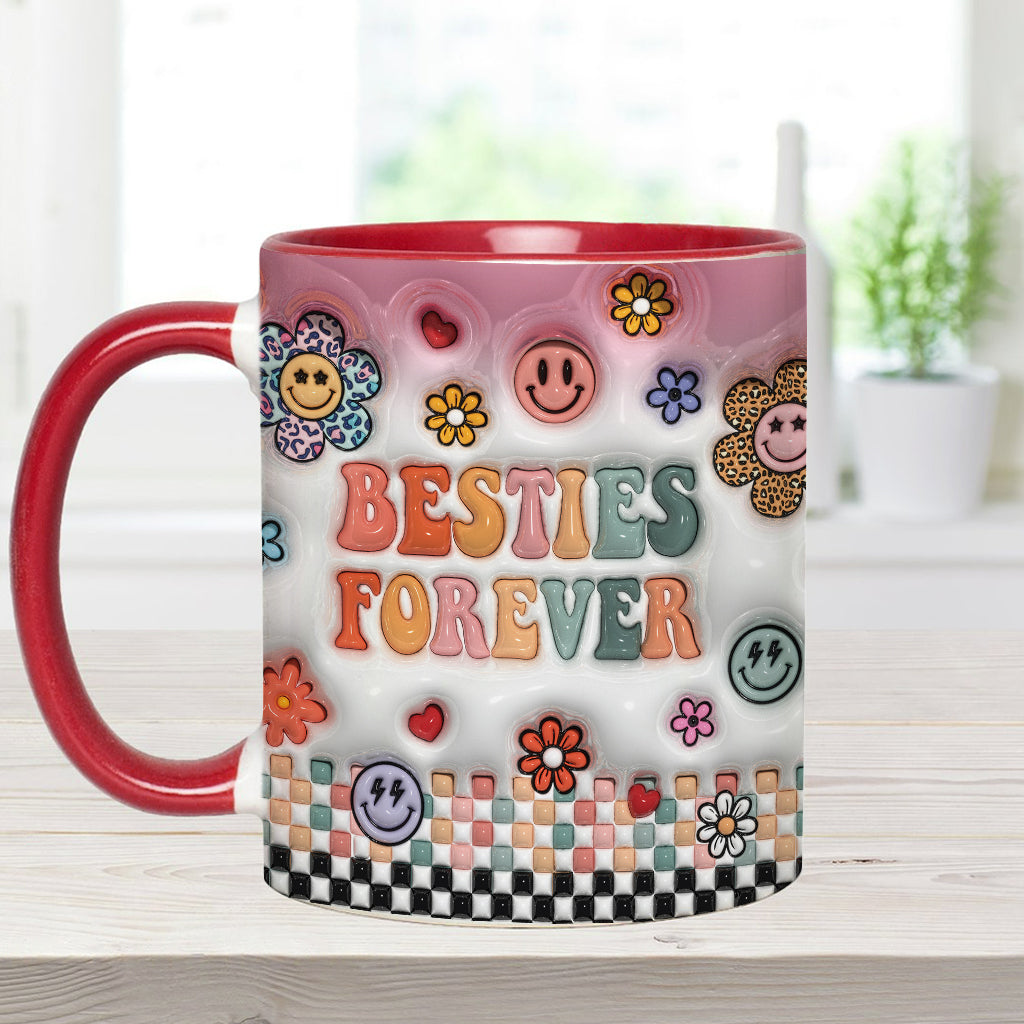 Besties Forever Floral - Personalized Bestie Accent Mug