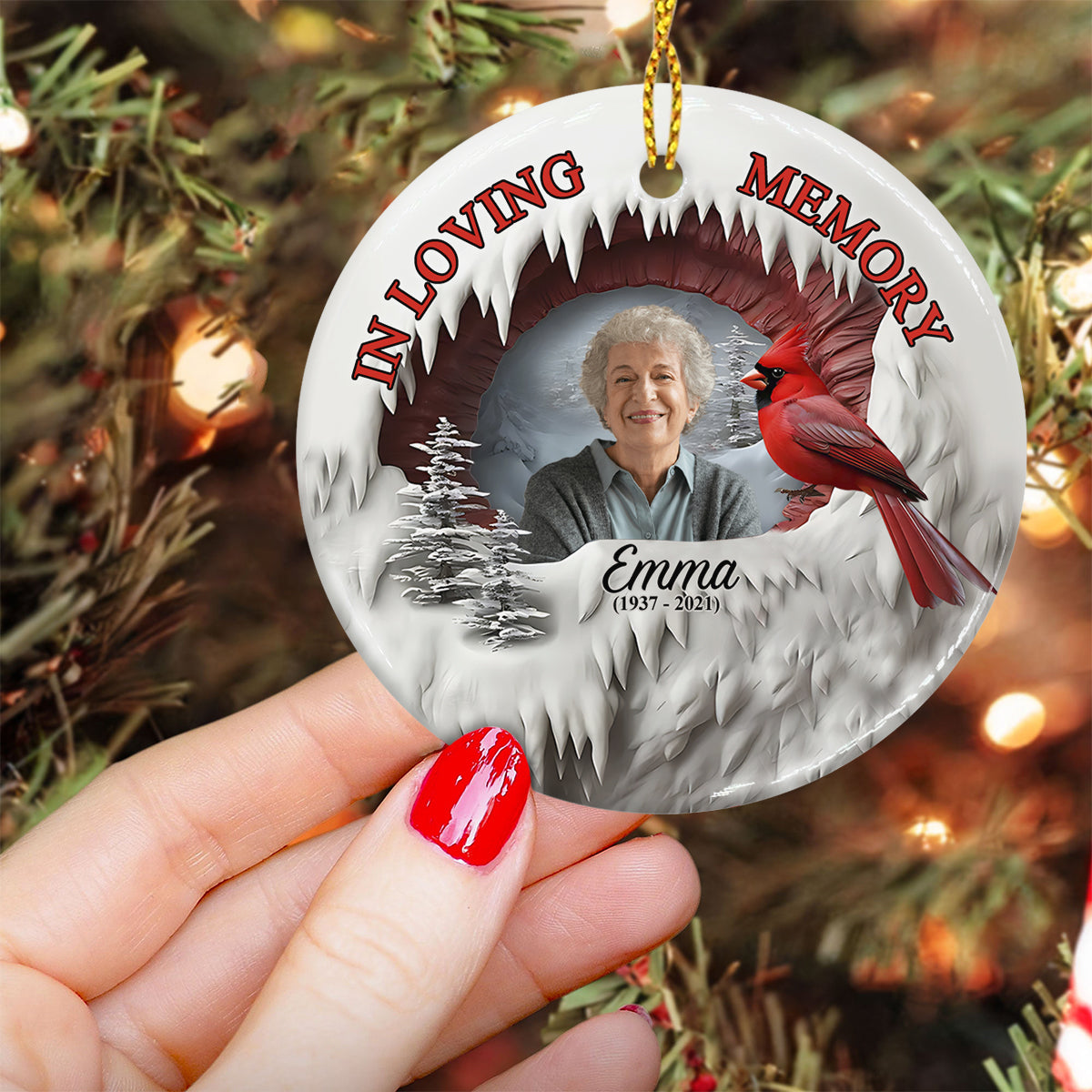 Always In My Heart - Personalized Memorial Ceramic Circle Ornament