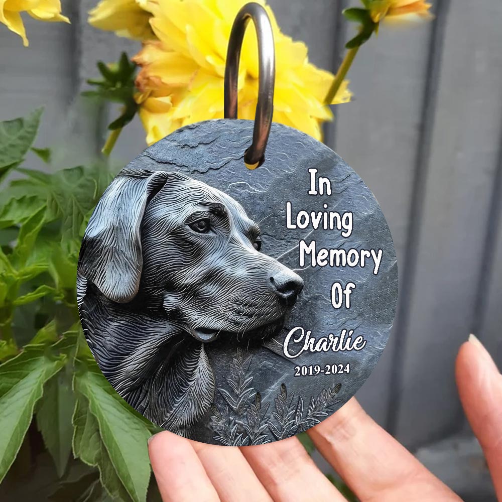 In Our Loving Memory - Personalized Dog Round Hanging Garden Slate