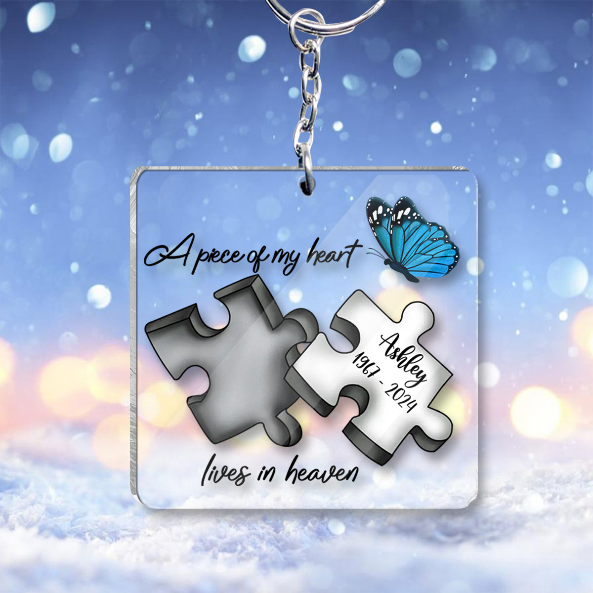 Memorial Butterfly Dragonfly Heaven Feather - Personalized Memorial Transparent Car Ornament