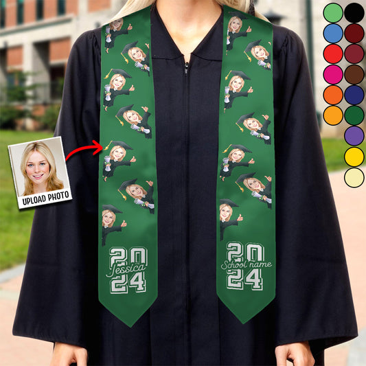 Caricature Funny Character - Personalized Graduation Graduation Stole