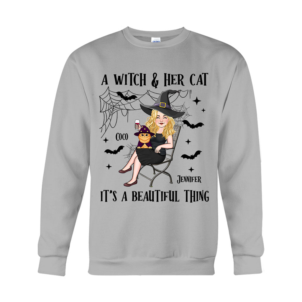 A Witch And Her Cat - Personalized Witch T-shirt And Hoodie