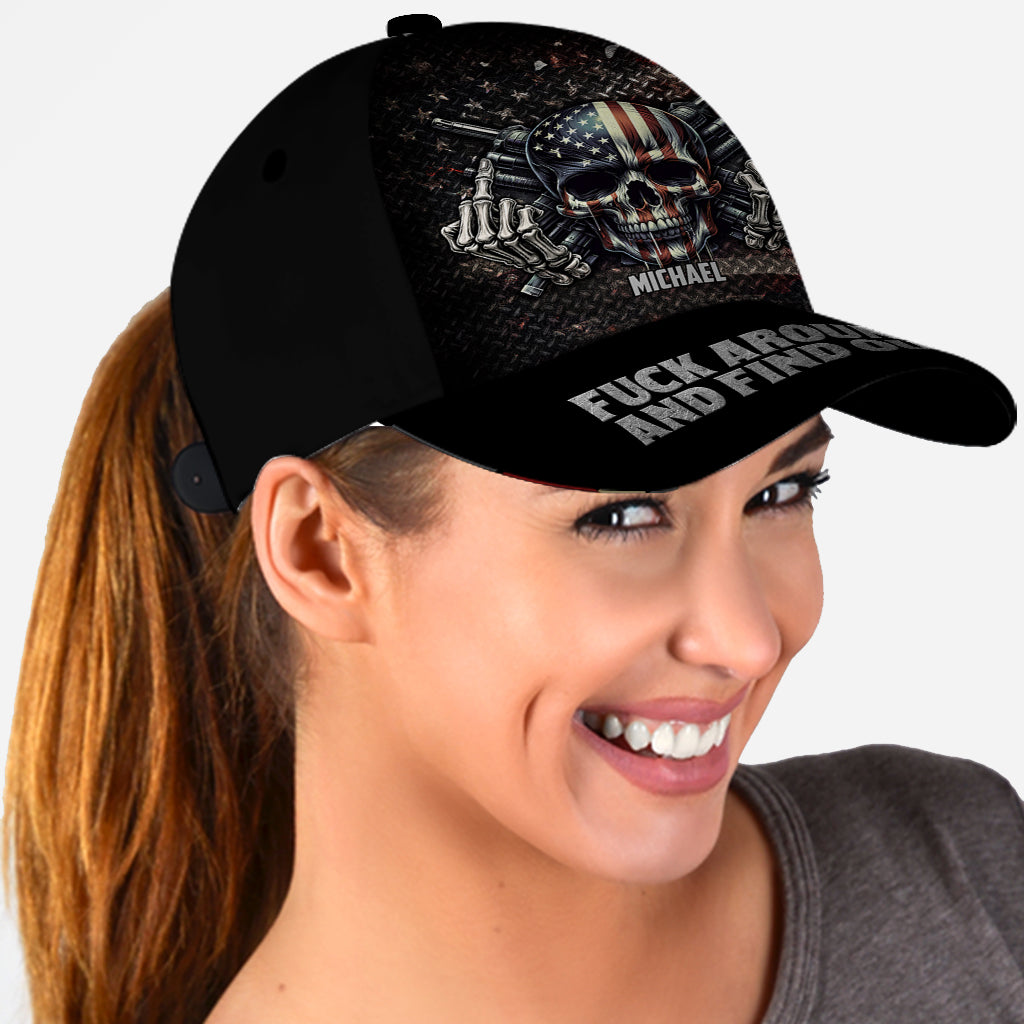 American Flag Skeleton - Personalized Skull Classic Cap