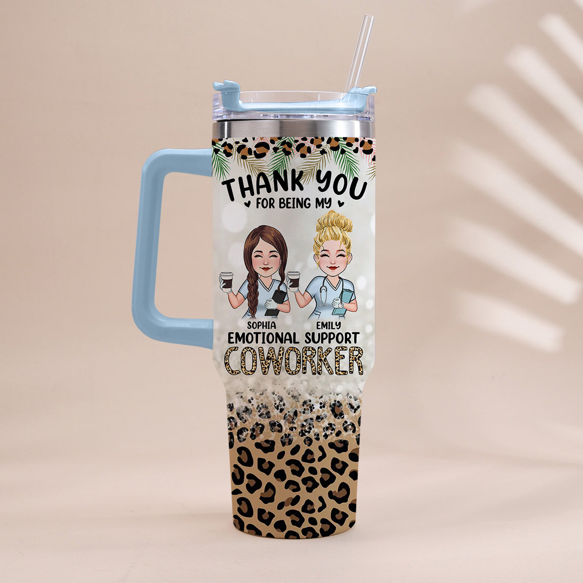 Thank You For Being My Emotional Coworker - Personalized Nurse Tumbler With Handle
