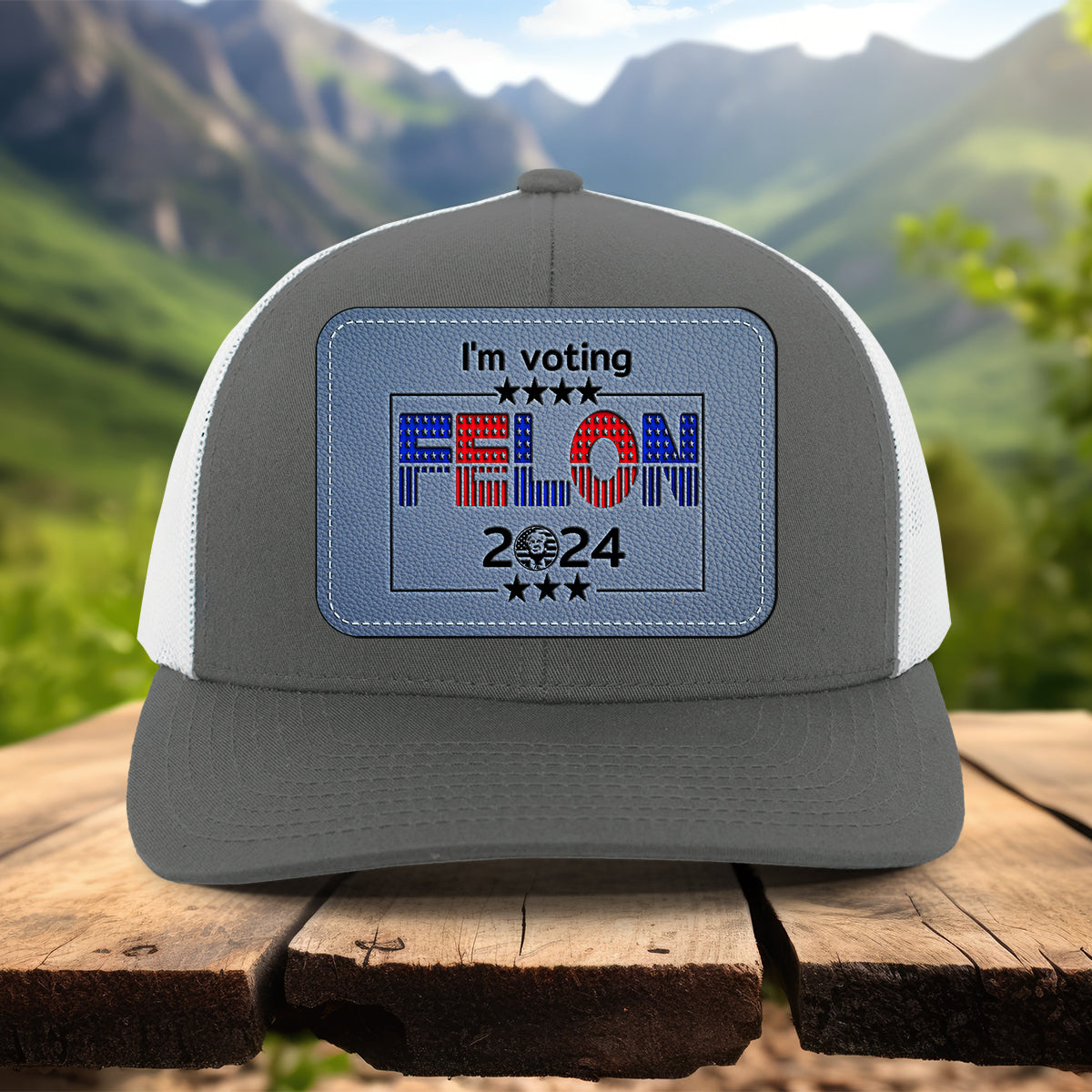 I'm Voting Felon - Personalized Leather Patch Hat