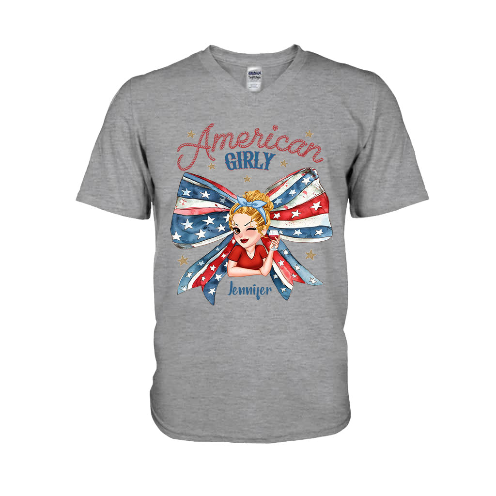 Coquette American Girl - Personalized Independence Day/ 4th of July T-shirt And Hoodie