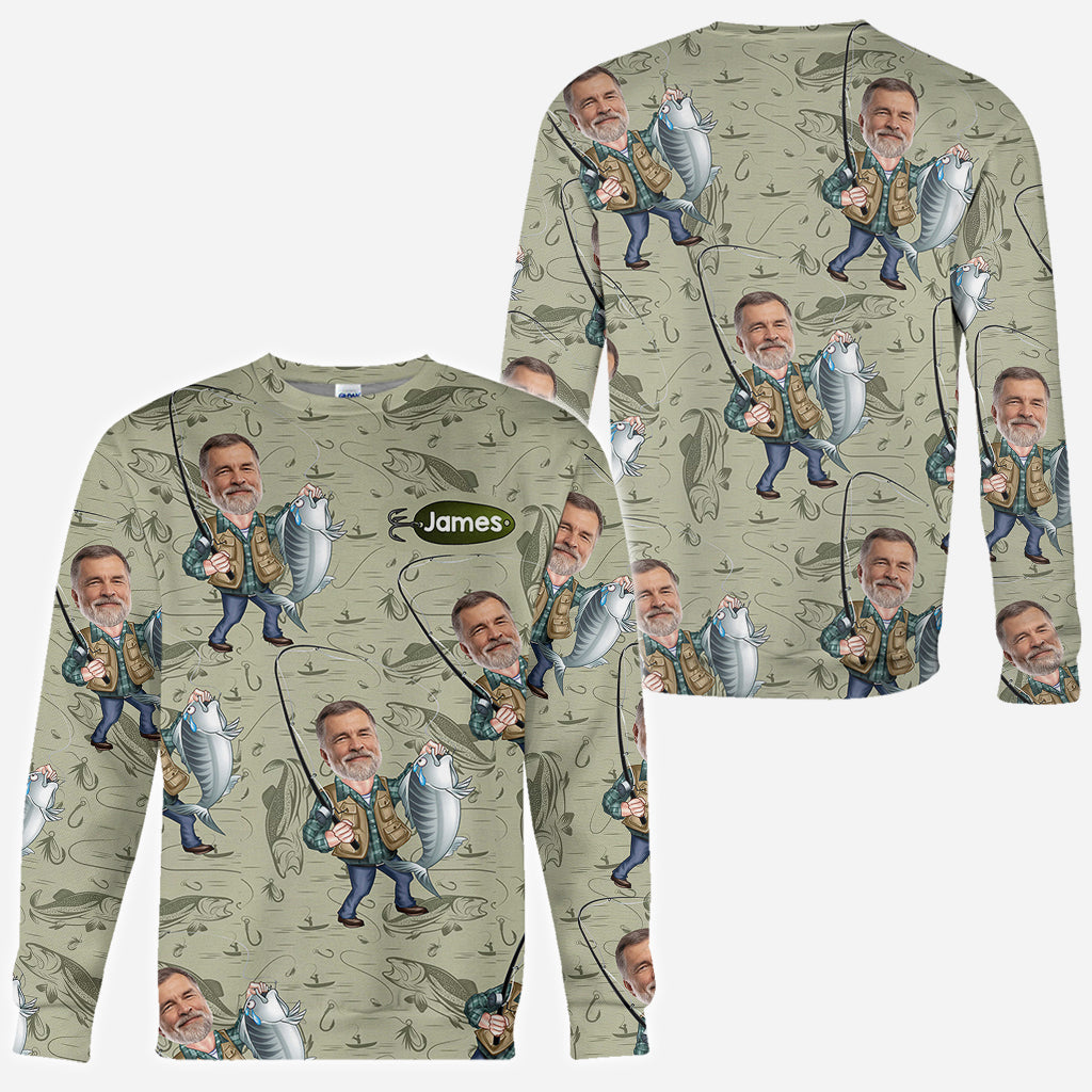 Funny Caricature Face - Personalized Fishing All Over Shirt