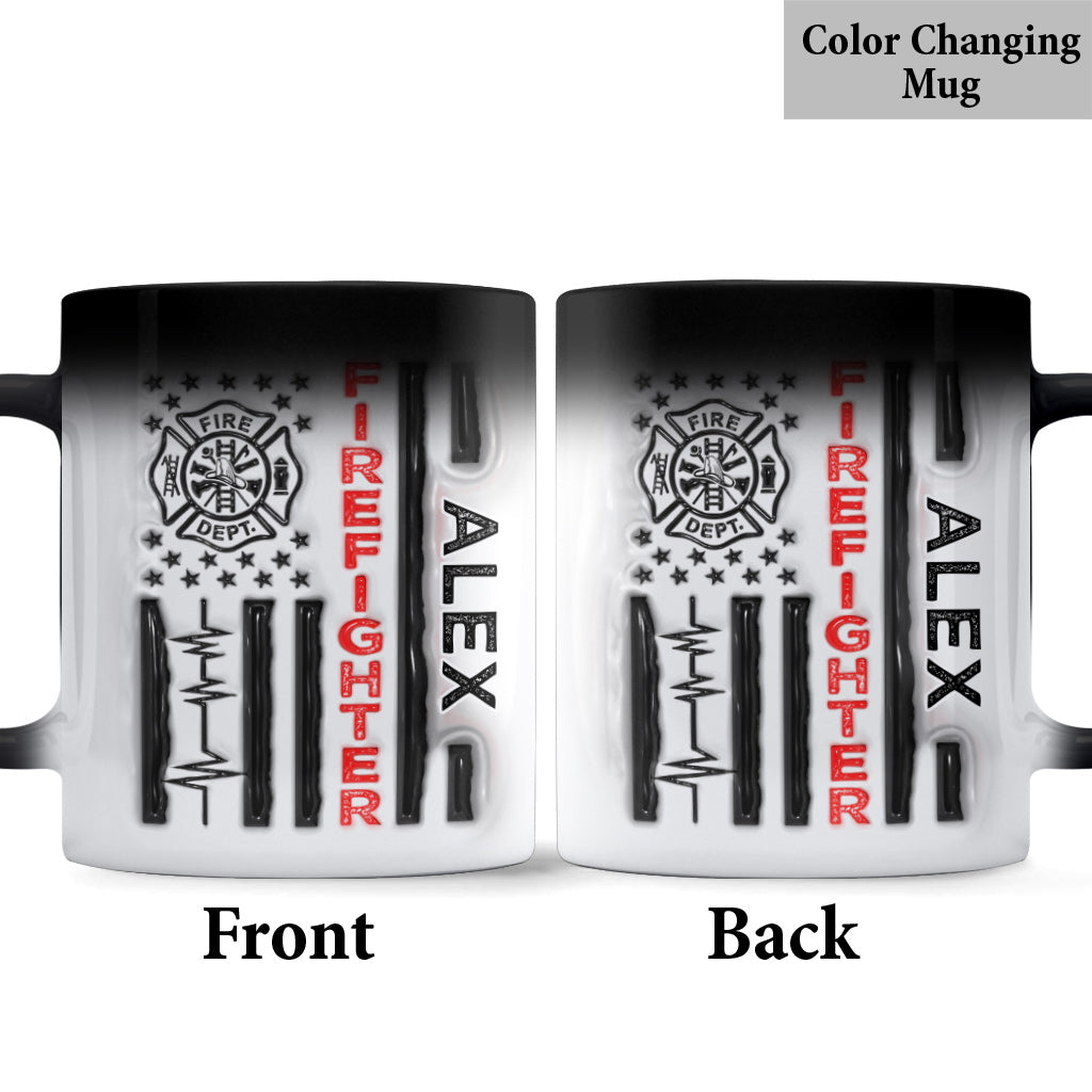 Firefighter Patriotic 4th July - Personalized Firefighter Mug