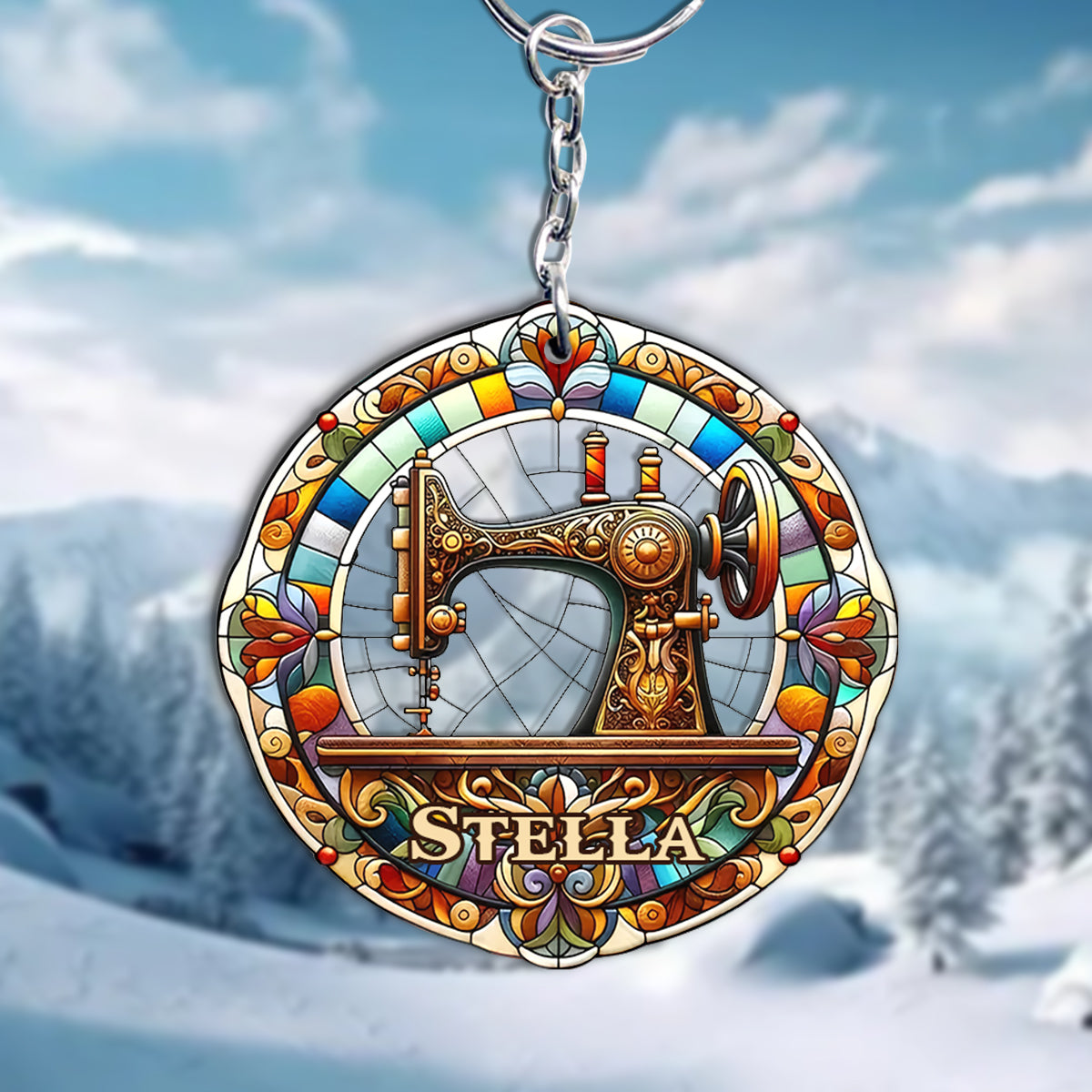 Colorful Sewing Machine - Personalized Sewing Keychain