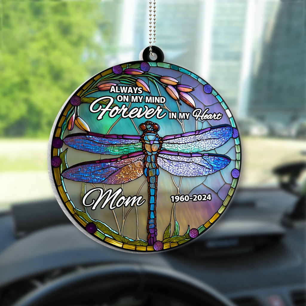 Always On My Mind Forever In My Heart - Personalized Memorial Transparent Car Ornament