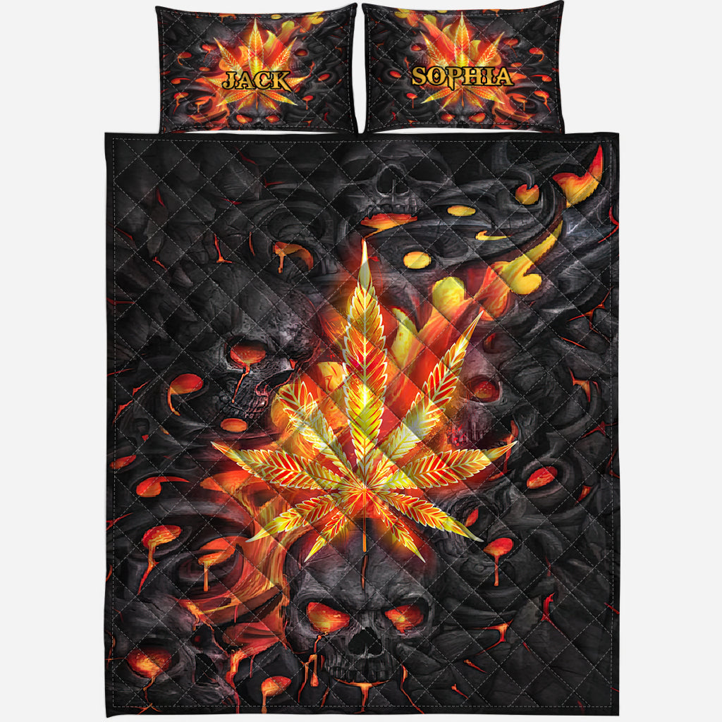 420 Lava Skull - Personalized Weed Quilt Set