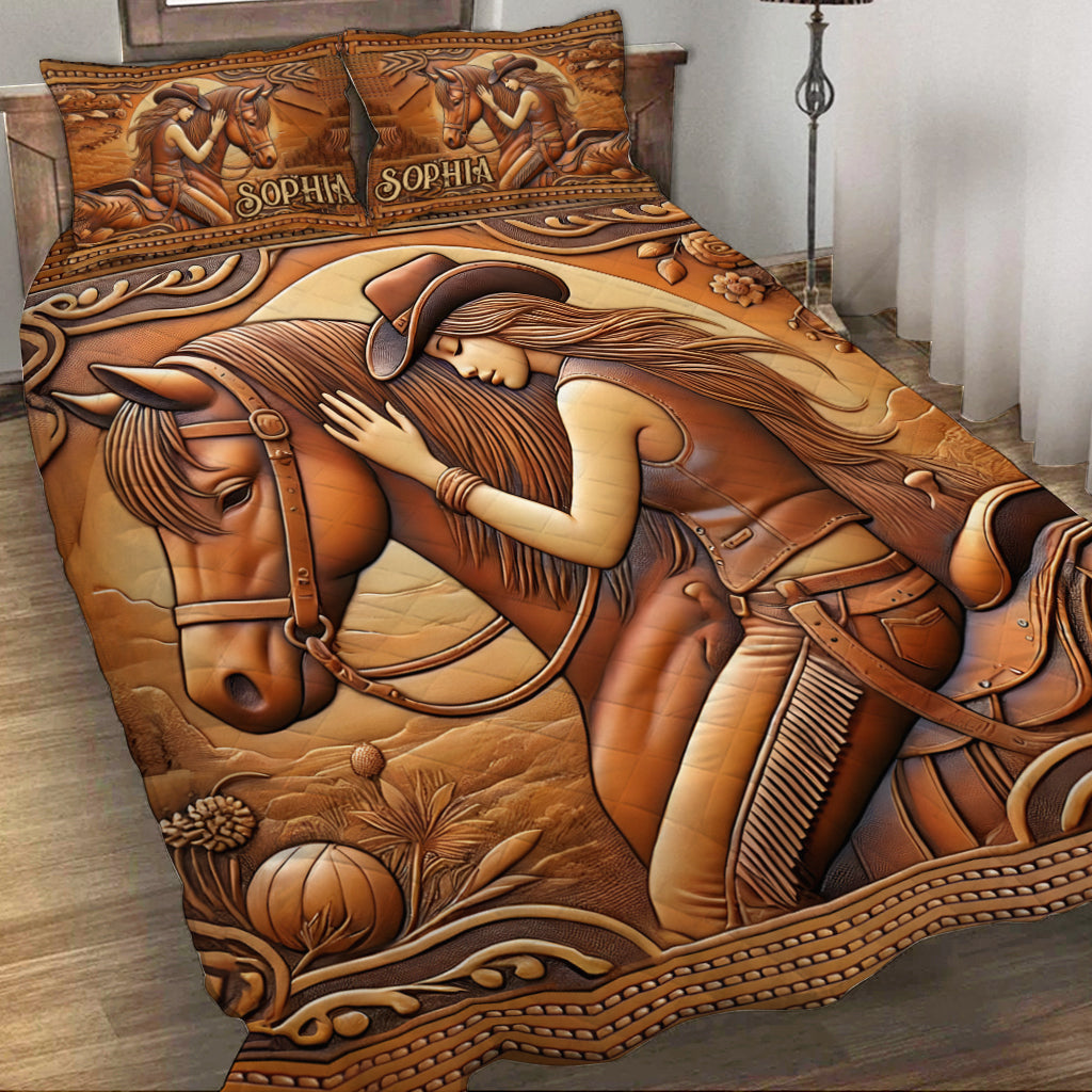 A Girl And Her Horse - Personalized Horse Quilt Set