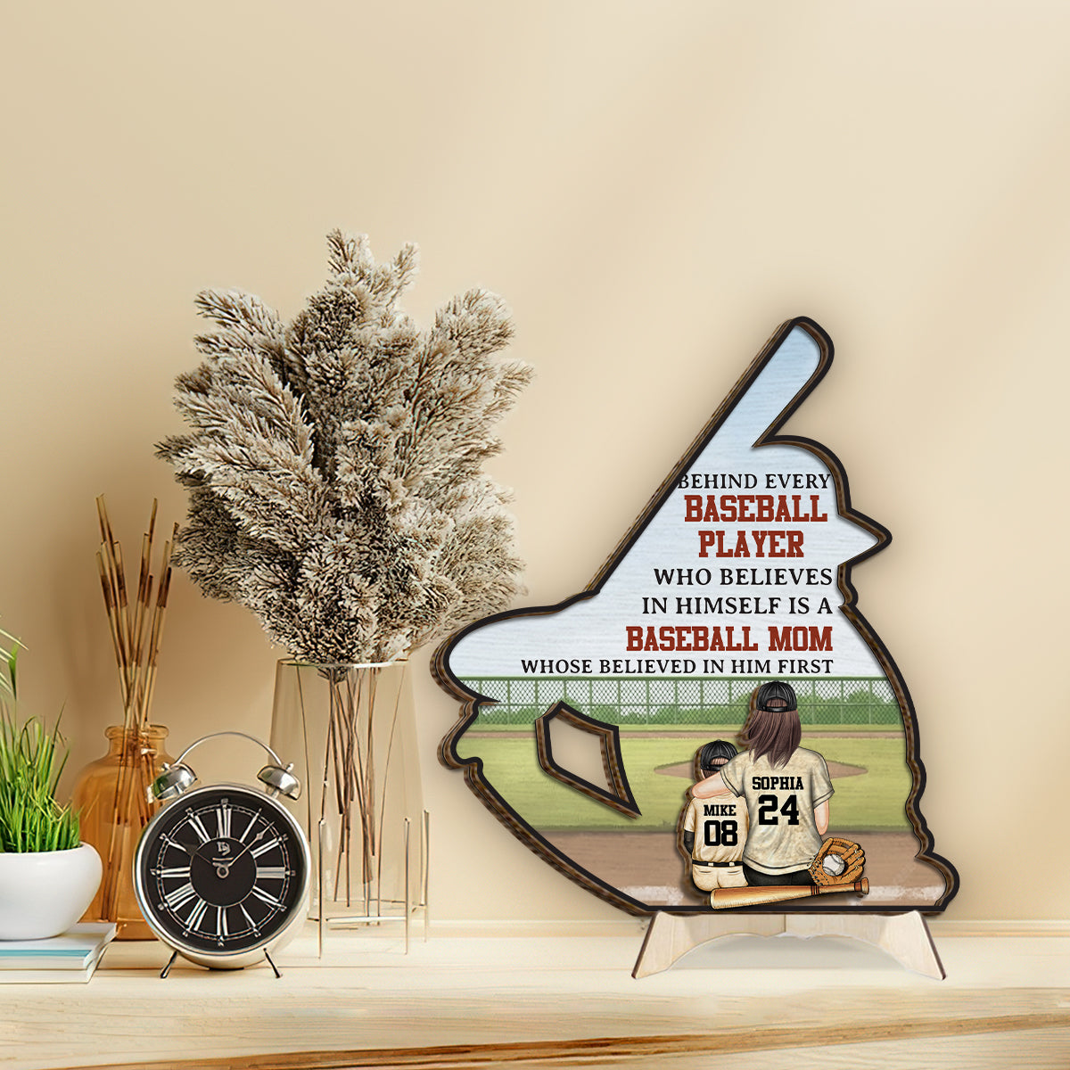 Baseball Mom/ Dad - Personalized Baseball 2 Layered Wood Sign / Wood Plaque